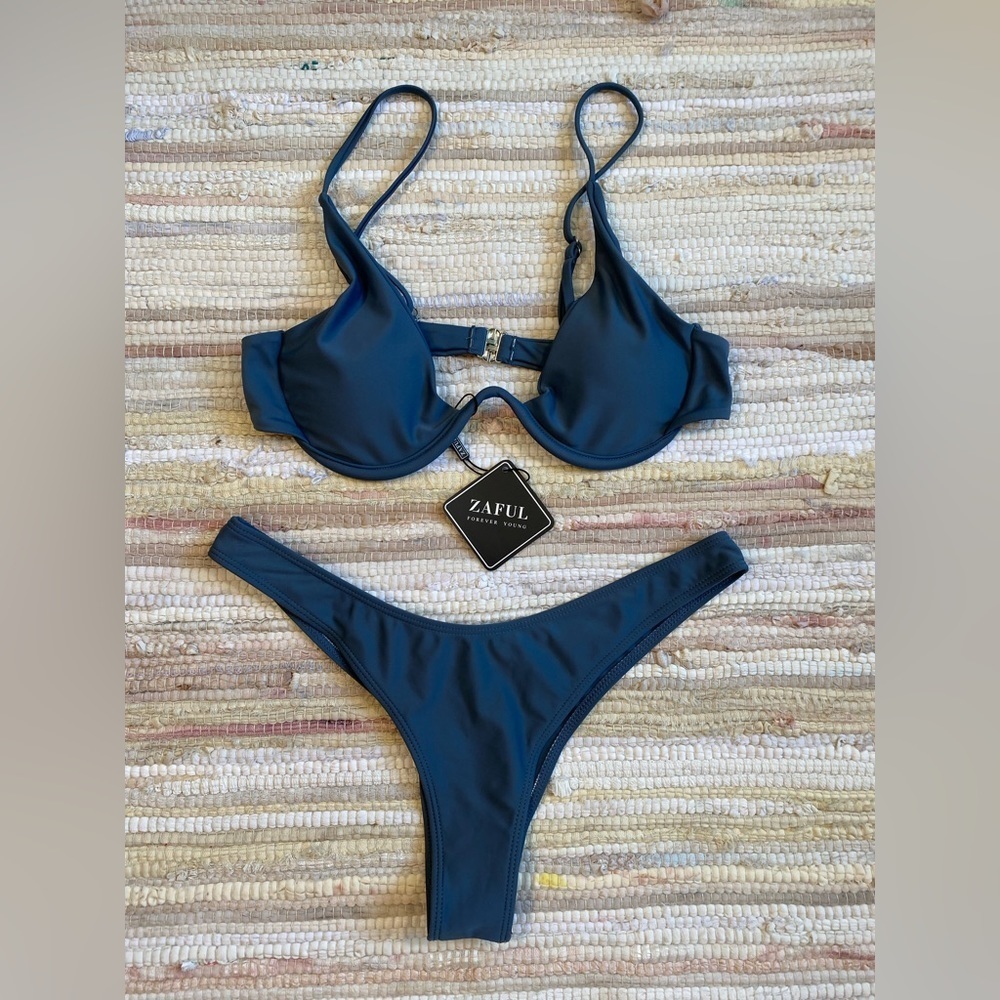 Zanful Underwire Padded Cheeky Bikini Set Size 6 NWT